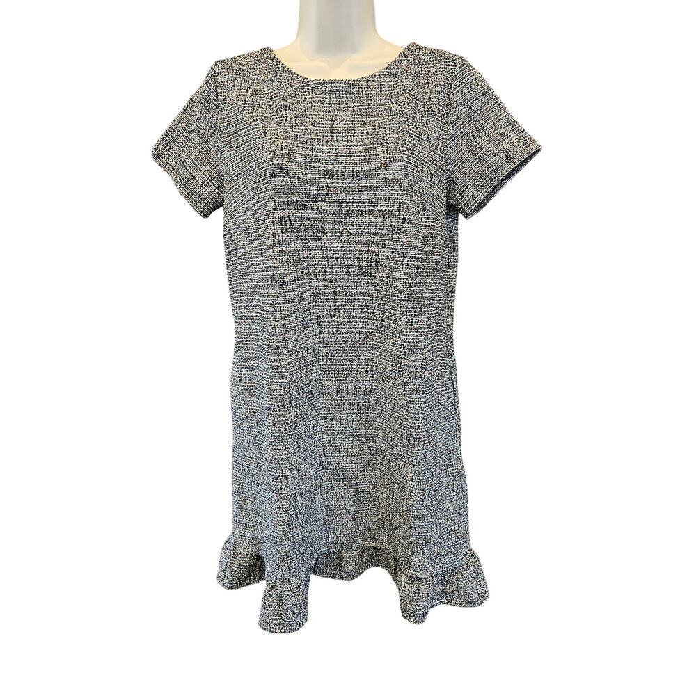 Loft Small Twill Tweed Speckled Midi Dress Career Pockets